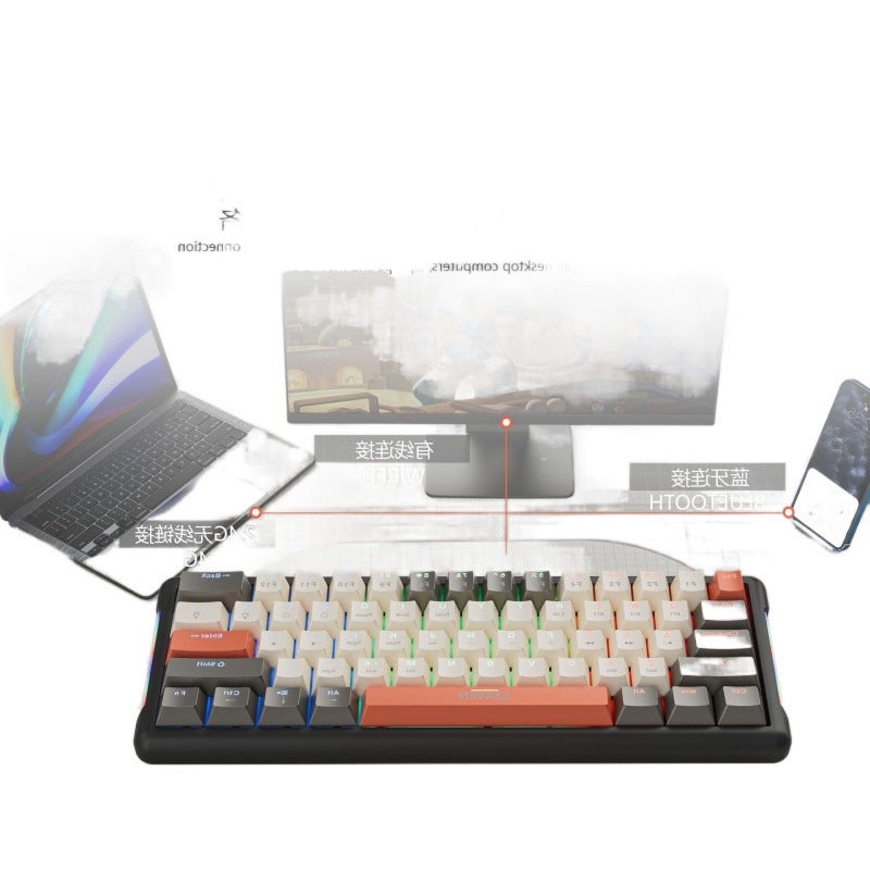 Crack 610 Three-Mode Keyboard Customized Plug Russian Gaming Computer Bluetooth Wireless Mechanical Keyboard - Image 5